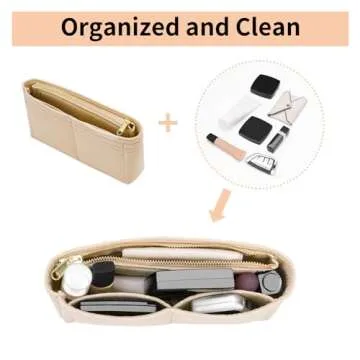 LOUKAYCCI Felt Purse Organizer Insert for GG Marmont Mini Bag Organizer Handbag (Mini, Beige)