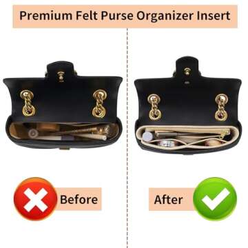 LOUKAYCCI Felt Purse Organizer Insert for GG Marmont Mini Bag Organizer Handbag (Mini, Beige)