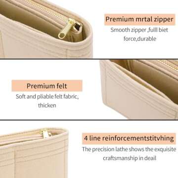 LOUKAYCCI Felt Purse Organizer Insert for GG Marmont Mini Bag Organizer Handbag (Mini, Beige)