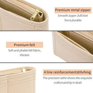 LOUKAYCCI Felt Purse Organizer Insert for GG Marmont Mini Bag Organizer Handbag (Mini, Beige)