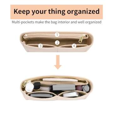 LOUKAYCCI Felt Purse Organizer Insert for GG Marmont Mini Bag Organizer Handbag (Mini, Beige)