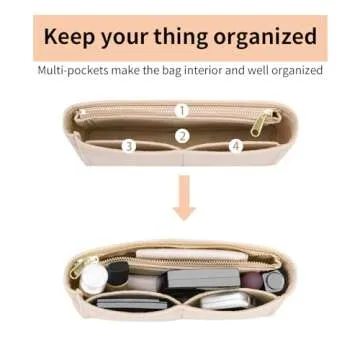 LOUKAYCCI Felt Purse Organizer Insert for GG Marmont Mini Bag Organizer Handbag (Mini, Beige)