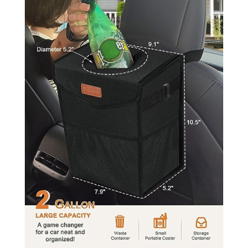 Pritent Leakproof Car Trash Can - Portable & Cute
