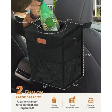Pritent Leakproof Car Trash Can - Portable & Cute