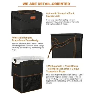 Pritent Leakproof Car Trash Can - Portable & Cute