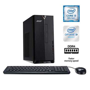 Acer Aspire TC-885-ACCFLi3O Desktop, 8th Gen Intel Core i3-8100, 8GB DDR4 + 16GB Optane Memory, 1TB HDD, 8X DVD, 802.11ac WiFi, Windows 10 Home