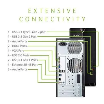 Acer Aspire TC-885-ACCFLi3O Desktop, 8th Gen Intel Core i3-8100, 8GB DDR4 + 16GB Optane Memory, 1TB HDD, 8X DVD, 802.11ac WiFi, Windows 10 Home