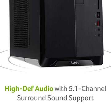 Acer Aspire TC-885-ACCFLi3O Desktop, 8th Gen Intel Core i3-8100, 8GB DDR4 + 16GB Optane Memory, 1TB HDD, 8X DVD, 802.11ac WiFi, Windows 10 Home