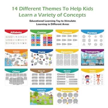 Spanish Busy Book for Kids | Montessori Toys for Toddlers | Preschool Learning Activity and Early Learning Quiet Book 14 Bilingual Themes