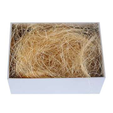 Sansam 0.55 LB Cream Sisal Fiber for Easter Basket Grass, Gift Box and Vase Filling, Natural Excelsi...