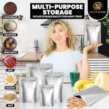 120 Mylar Bags with Oxygen Absorbers and Labels for Storage