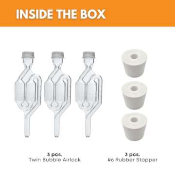 FastRack Airlocks for Fermenting | Bubble Airlock for Wine Making and Beer Making | BPA-Free S-Shape...