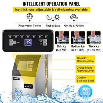 Happybuy Commercial Ice Maker Machine, 100 lbs/24h Stainless Steel Under Counter Ice Maker with 22lbs Storage Bin, 4x8 Cubes Ready in 15 Mins, Water Filter & Scoop Included, for Bar Office Coffee Shop