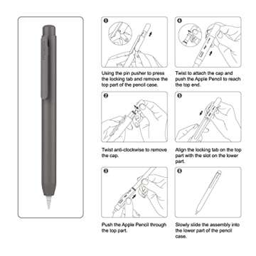 MoKo Holder Case for Apple Pencil 1st Generation, Retractable Apple Pencil 1st Case Protective iPad Pencil Sleeve Skin Cover with Clip - Dark Gray