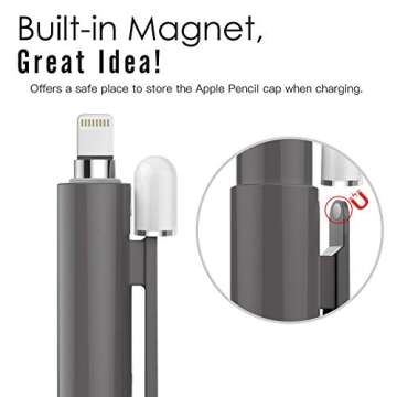 MoKo Holder Case for Apple Pencil 1st Generation, Retractable Apple Pencil 1st Case Protective iPad Pencil Sleeve Skin Cover with Clip - Dark Gray