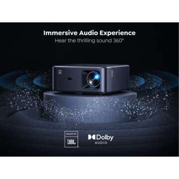 Projector 4K with Android TV, YABER K2s 1000 ANSI WiFi 6 Bluetooth Projector, Sound by JBL, Dolby Audio, Auto Focus & Keystone,Native 1080P 4K Supported Outdoor Movie Projector with Netflix 7000+ Apps