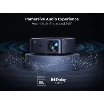 Projector 4K with Android TV, YABER K2s 1000 ANSI WiFi 6 Bluetooth Projector, Sound by JBL, Dolby Audio, Auto Focus & Keystone,Native 1080P 4K Supported Outdoor Movie Projector with Netflix 7000+ Apps