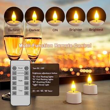 SoulBay Flameless Candles with Remote Control Timer & Charging Base, 12pcs USB Rechargeable Battery LED Tea Lights Candles Small Votive for Lantern Pool Mantle Weddings Emergency Christmas Decorative