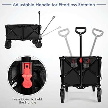 Goplus Collapsible Wagon, Folding Utility Wagon Cart w/Universal Wheels & Adjustable Handle & Cover ...