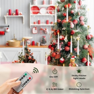 AFINETH Christmas Tree Candles, Flameless & Remote-controlled