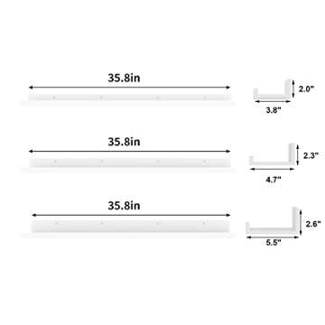 Giftgarden 36 Inch White Floating Shelves for Wall Mount, Modern Wood Wall Shelf Ledge for Bathroom ...