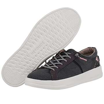 Hey Dude Women's Karina Jet Black Size 8 | Women's Sneakers | Women's Casual Shoes | Comfortable & Light-Weight