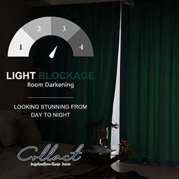 COLLACT Green Velvet Blackout Curtains for Bedroom Room Darkening Curtains 96 Inches Long for Living...