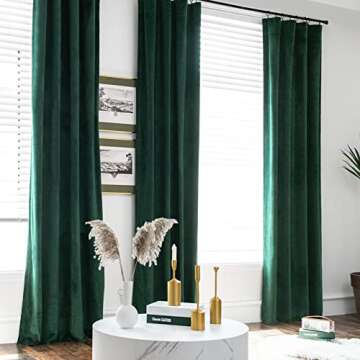 COLLACT Green Velvet Blackout Curtains for Bedroom Room Darkening Curtains 96 Inches Long for Living Room Thermal Insulated Luxury Soft Privacy Drapes Rod Pocket Window Curtains 2 Panels Emerald Green