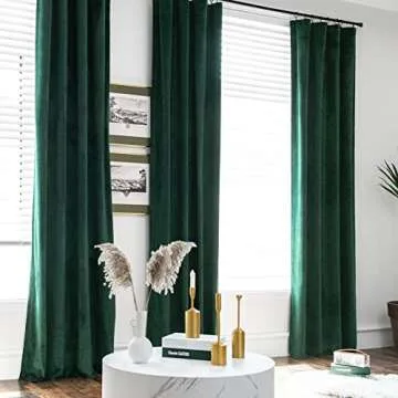 COLLACT Green Velvet Blackout Curtains for Bedroom Room Darkening Curtains 96 Inches Long for Living Room Thermal Insulated Luxury Soft Privacy Drapes Rod Pocket Window Curtains 2 Panels Emerald Green