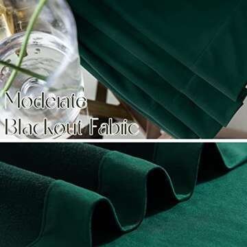 COLLACT Green Velvet Blackout Curtains for Bedroom Room Darkening Curtains 96 Inches Long for Living Room Thermal Insulated Luxury Soft Privacy Drapes Rod Pocket Window Curtains 2 Panels Emerald Green