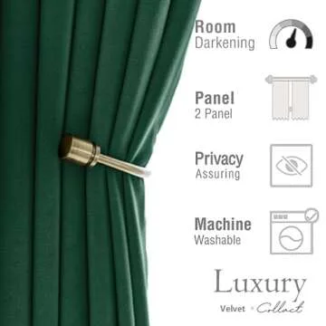 COLLACT Green Velvet Blackout Curtains for Bedroom Room Darkening Curtains 96 Inches Long for Living Room Thermal Insulated Luxury Soft Privacy Drapes Rod Pocket Window Curtains 2 Panels Emerald Green