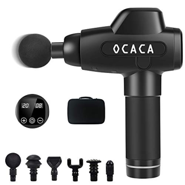OCACA Massage Gun Deep Tissue, Percussion Massager with 20 Levels and 6 Heads,Rechargeable Quiet Por...