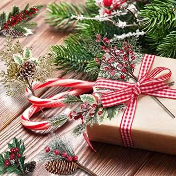Sggvecsy 20 Pack Artificial Christmas Picks for Holiday Decor