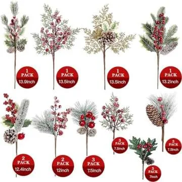 Sggvecsy 20 Pack Artificial Christmas Picks for Holiday Decor