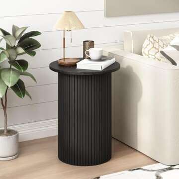 Wnutrees Round Fluted End Table for Modern Farmhouse Style