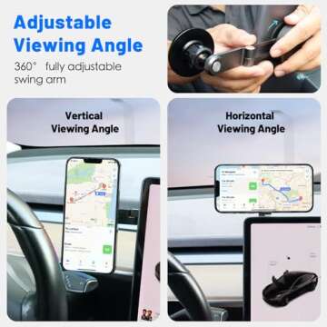 Vugosson Tesla Phone Mount Holder【Stronger Magnetic】 for MagSafe Phone Holder for Tesla Model Y Model 3 Accessories 2024-2018, Work on All Phones iPhone Samsung, Magnetic Ring Included