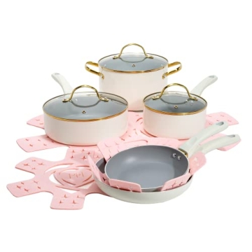 Paris Hilton Epic Nonstick Cookware Set, Stylish 12-Piece