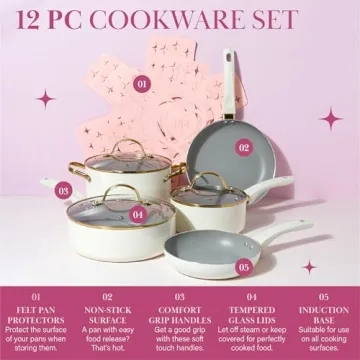 Paris Hilton Epic Nonstick Cookware Set, Stylish 12-Piece