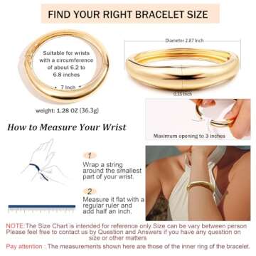 Elegance 11 designs Gold Cuff Bangle Bracelets For Women Trendy Hinged Cuff Open Wide Chunky Gold Br...