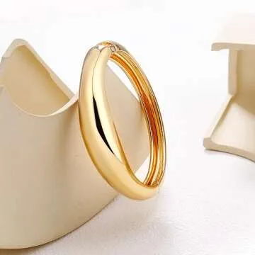 Gold Cuff Bangle Bracelet for Women Elegant Hinged Design