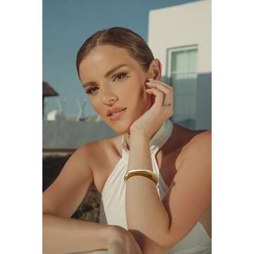 Elegance 11 designs Gold Cuff Bangle Bracelets For Women Trendy Hinged Cuff Open Wide Chunky Gold Bracelet Minimalist Bangle Jewelry Gift 7 inches