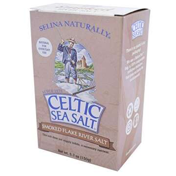 Celtic Sea Salt Smoked Flake Salt 5.3 Oz (150 G), Natural, Slowly Smoked Over Oak, Handcrafted, Gourmet, Salt Flakes, Salty, 5.3 Oz (Pack of 1)