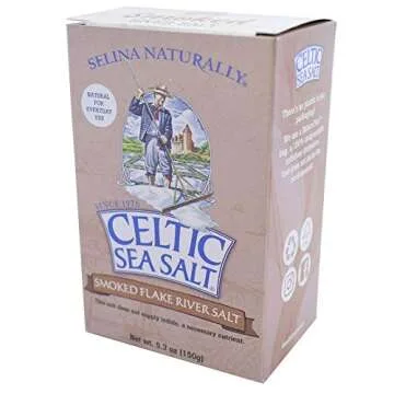 Celtic Sea Salt Smoked Flake Salt 5.3 Oz (150 G), Natural, Slowly Smoked Over Oak, Handcrafted, Gourmet, Salt Flakes, Salty, 5.3 Oz (Pack of 1)
