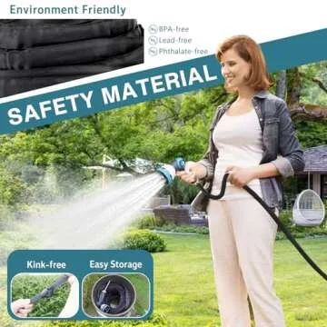 Lightweight EYERZ Garden Hose 100ft with 10-Function Nozzle