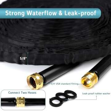 Lightweight EYERZ Garden Hose 100ft with 10-Function Nozzle