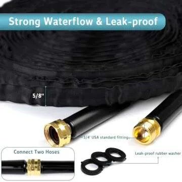 Lightweight EYERZ Garden Hose 100ft with 10-Function Nozzle