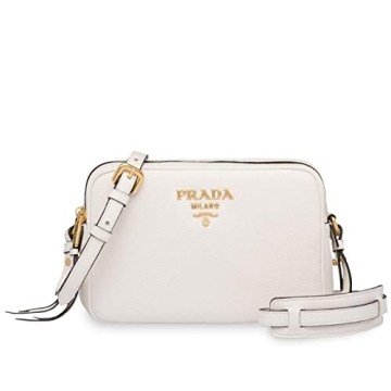 Prada Women's White Vitello Phenix Leather Crossbody Handbag - Luxury Style