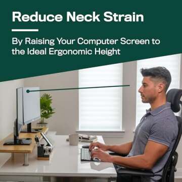 The Original Bamboo Dual Monitor Stand (As Seen On PBS) - 42 Inch Large Monitor Riser for Computer Screens, Laptop or TV - Desk Shelf Adds Storage Space and Improves Ergonomics - Black