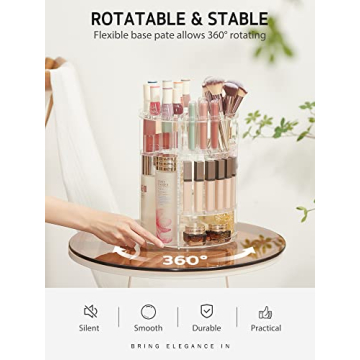 Syntus 360 Rotating Makeup Organizer Adjustable Trays