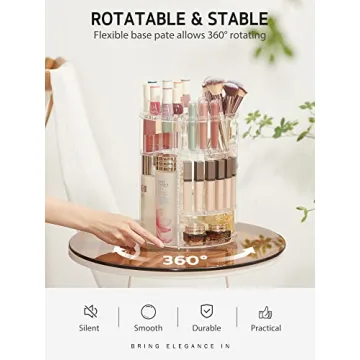 Syntus 360 Rotating Makeup Organizer Adjustable Trays